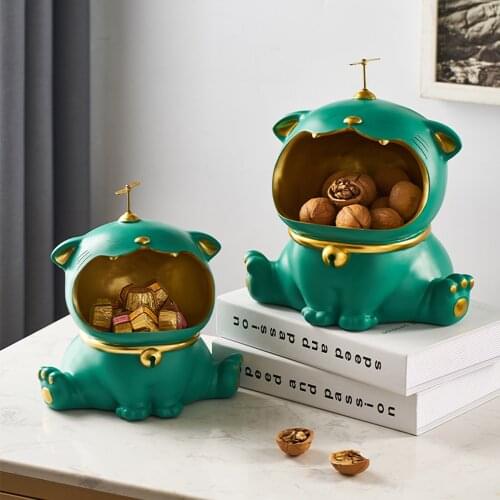 Nordic Lucky Cat Storage Tank Resin Animal Sculpture Modern Home Decoration Living Room Decoration Dining Table Accessories Gift