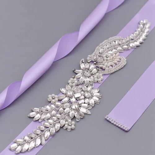 ZMS182 Wedding Sash for Bride Women’s Belts Champagne Sash for Dress Wedding Accessories Rhinstone Belt Formal Sash Beads Belt