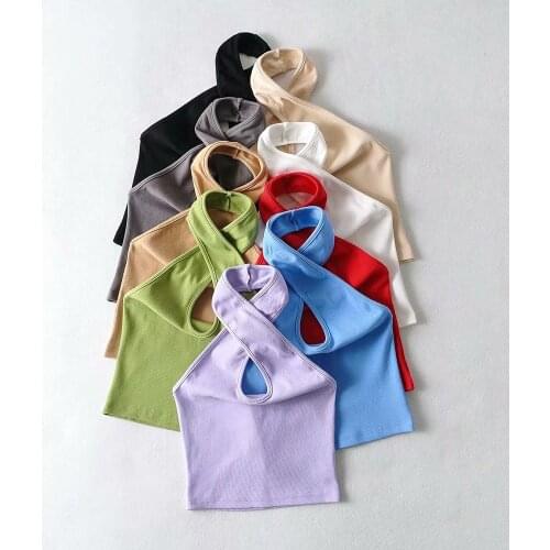 Tops halter sexy cami bandana black white tube Y2k brown mujer bandage ete girl femme Female 2021 2020 summer cute women haut