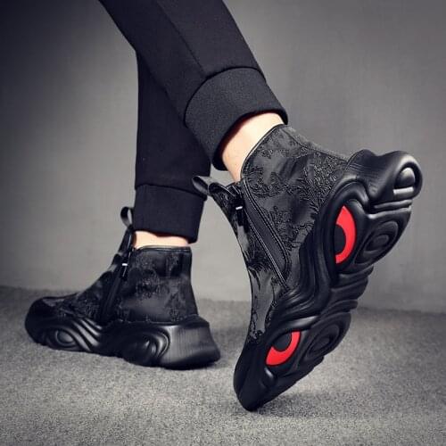 Chinese Style Thick Soled Dad Shoes Mens Sports Leisure High Top Shoes Mens Autumn Martin Boots