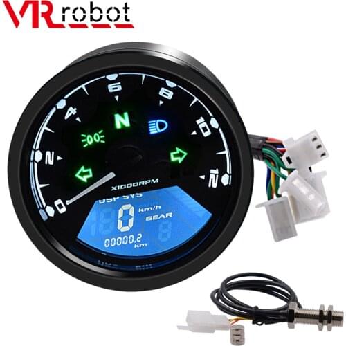 VR robot Motorcycle LED Digital Speedometer Tachometer Odometer Waterproof Multi-function Oil Meter With LED Backlit
