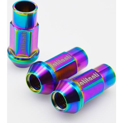 High performance strong rainbow color 60 degree cone seat open end Gr.5 titanium alloy lug nut M12*1.5*45mm