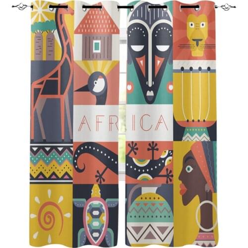 African Elements Geometric Curtains for Windows Drapes Blinds Modern Custom Printing Curtain For Living Room Bedroom Home Decor