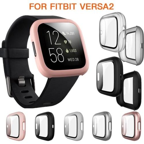 Protective Case For Fitbit Versa 2 Plating Protector Cover Glass Screen Protectors For Fitbit Versa2 PC Full Coverage Case Shell