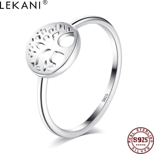 ZEMIOR Simple Style Ring For Women S925 Sterling Silver Hollow Life Tree Round Disk Rings Send Wife Anniversary Fine Jewelry