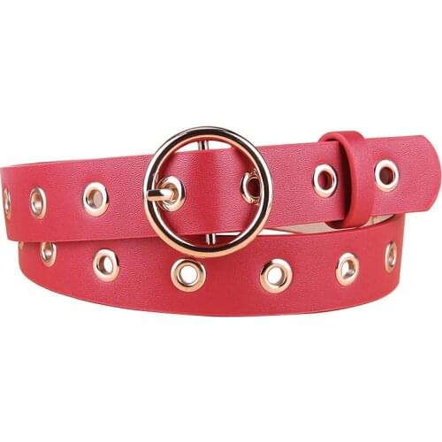 2021 Candy Color Belt Four Seasons Women Jeans Decoration Korean Versatile Round Button Eye Personality Punching