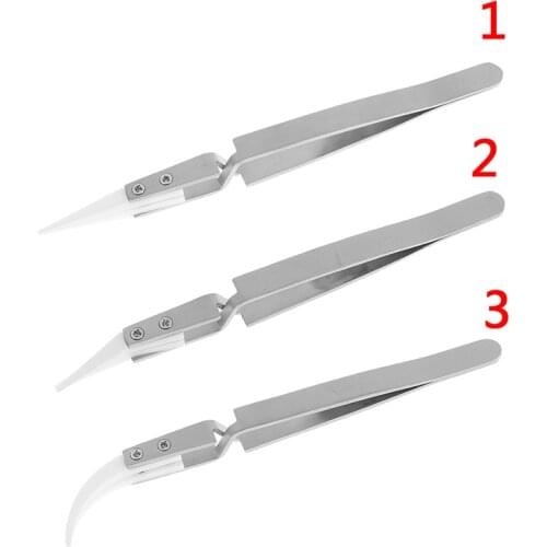 1pc 135mm Anti-static Reverse Ceramic Tweezers Heat Resistant Conductive Tweezers