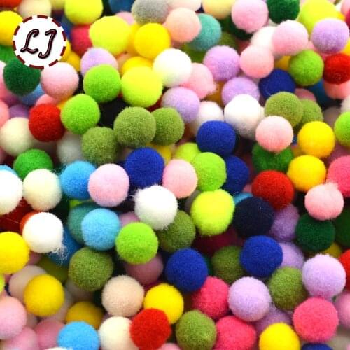 100pcs/lot 10mm mixed color polyester small pom pom ball for home garment party carft decoration children handmade DIY material