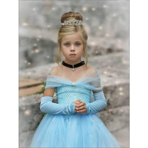 2021 Children Princess Dress Blue Summer Ball Gown Kids Party Prom Kids Dresses for Girls Spring Fall Baby Toddler Girls Clothes