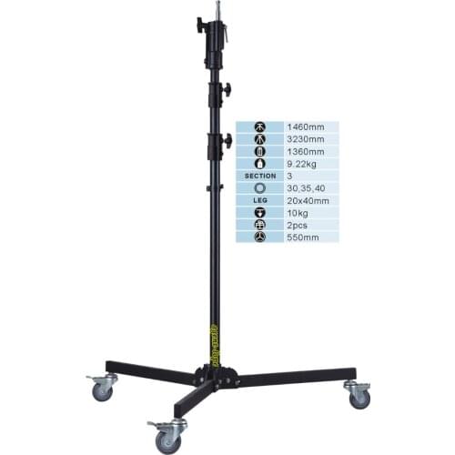 3.2m Combo Roller Stand Load 10kg for Light Fresnel 650w 2000w HMI 575w 1200w