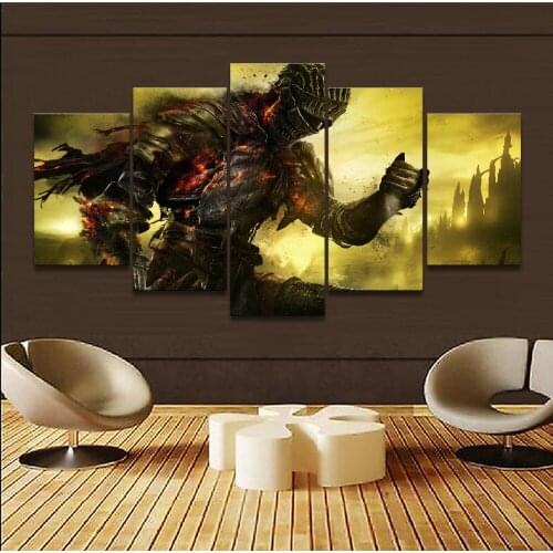 5 Panel Game Dark Souls III Warrior Modular Pictures Home Decor Bedroom Modern Artwork Canvas Printed Poster Wall Art Painting