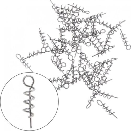 50pcs/set High Carbon Steel Universal Fishing Lures Soft Pin Fixed Latch Needle Soft Worms Bait With Spring