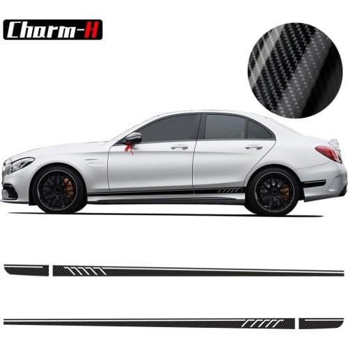 507 Side Stripes Decals C63 AMG Edition for Mercedes Benz W204 C Class Stickers-5D Carbon Fibre/Black/Yellow/White/Silvergrey
