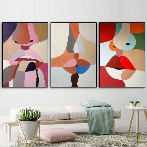 Abstract Multi-color Stitching Human Face Wall Art Canvas Painting Nordic Posters and Prints Wall Pictures for Living Home Decor