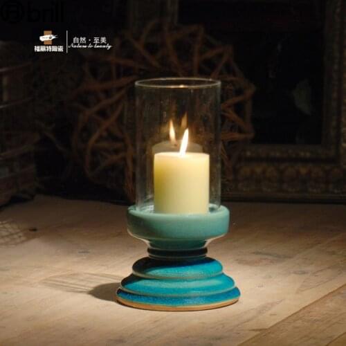 American Glass Cover Candlestick Ceramic Birthday Candlestick Wedding Romantic Retro Bougies Et Supports Home Decor Portavelas