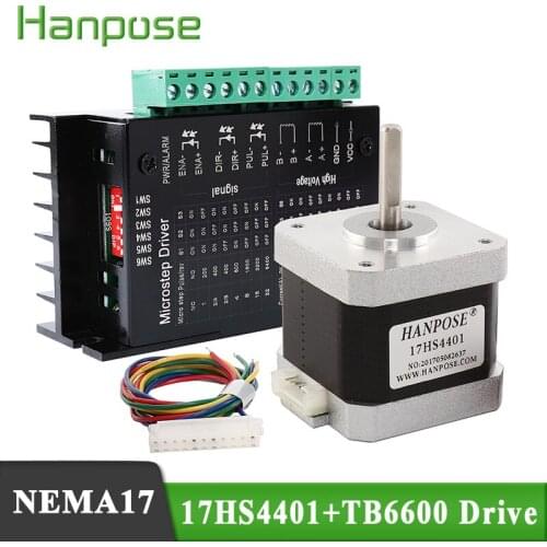 Free shipping 1pcs 4-lead Nema17 Stepper Motor 42 motor 1.7A 17HS4401 with drive TB6600 name23 for 3D printer and CNC XYZ