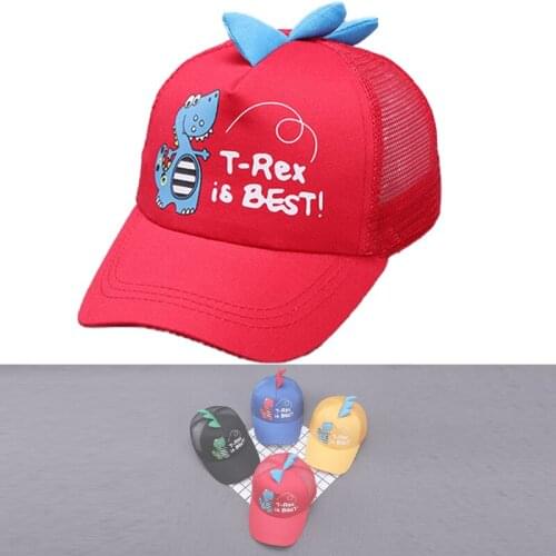 Children Fashion Adjustable Cute Dinosaur Printing Baseball Cap Boys Outdoor Sports Mesh Cap Girls Summer Travel Sun Hat