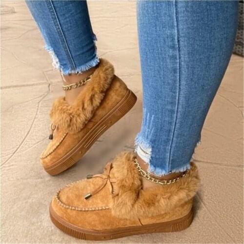 New Fashion Women Winter Boots Platform Comfortable Winter Casual Women Shoes Solid Color Hairy Ladies Flat Short Boots