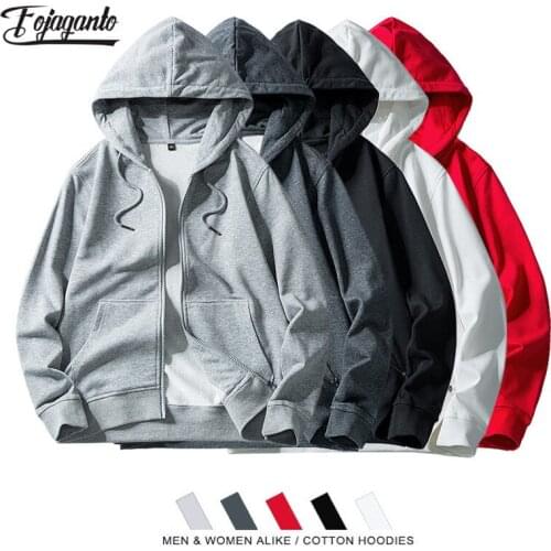 FOJAGANTO Brand Mens Hoodie Sweatshirts Solid Color Men Casual Sweatshirt Fashion Zipper Decoration Male Big Pocket Hoodies