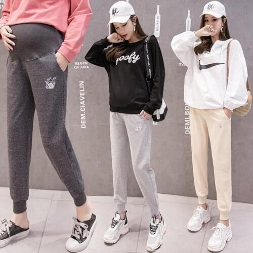 Photo Shoot Autumn And Winter New Style Pure Cotton Pregnant Women Pants Loose Casual Athletic Pants Beam Leg Pregnant Women Tro