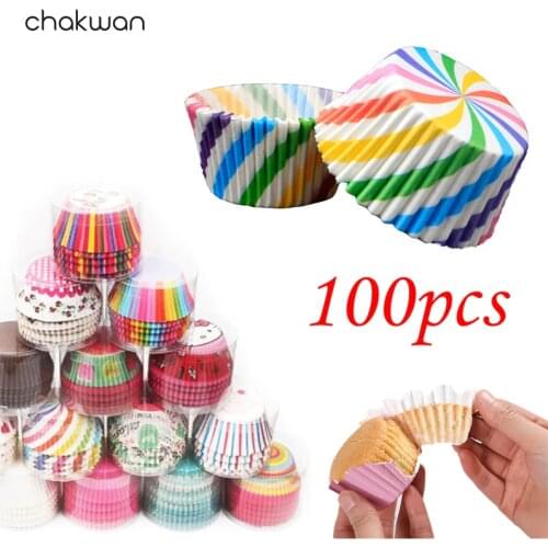 100PCS Muffin Cupcake Paper Cups Diy Cake Forms Cupcake Liner Baking Muffin Box Cup Case Party Tray Cake Mold Decorating Tools
