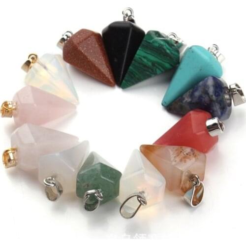 5pcs/lot 14*25mm awl Alloy irregular Natural Stone Turquoise Opal Malachite Bead For Jewelry Making DIY pendant