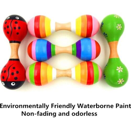 Double Head Colorful Wooden Maracas Baby Child Musical Instrument Rattle Shaker For Party Toy 97BE