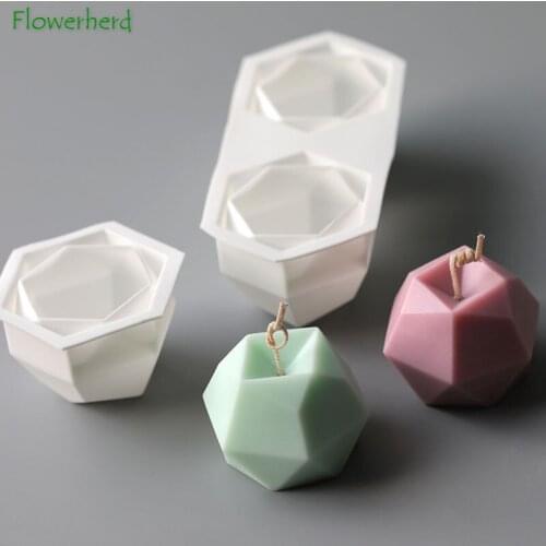Rhombus Ball Candle Making Tools Silicone Candle Mold Cube Geometric Chocolate Mousse Baking Silicone Mold Fondant Molds