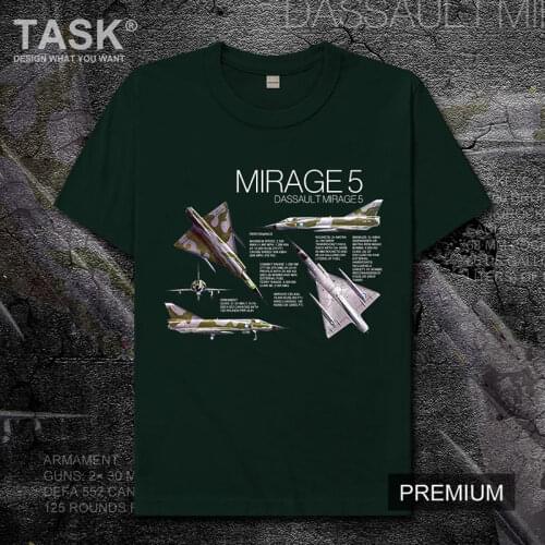 France Dassault Mirage 5 bomber printed short-sleeved t-shirt mens Teen Male streetwear hip hop tees 100% cotton streetwear top