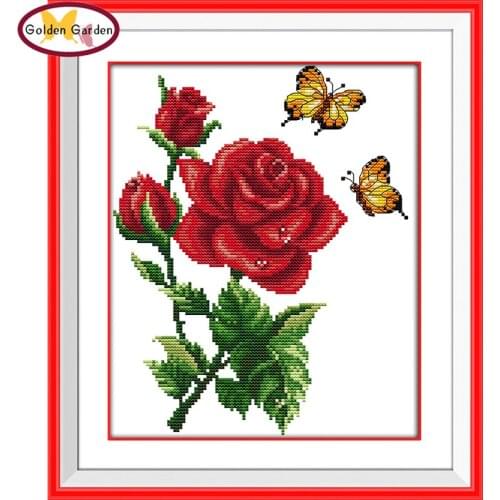 GG Butterflies Over Flowers Arts and Designs Cross Stitch Embroidery Needlework Sets Cross Stitch Patterns for Home Decoration