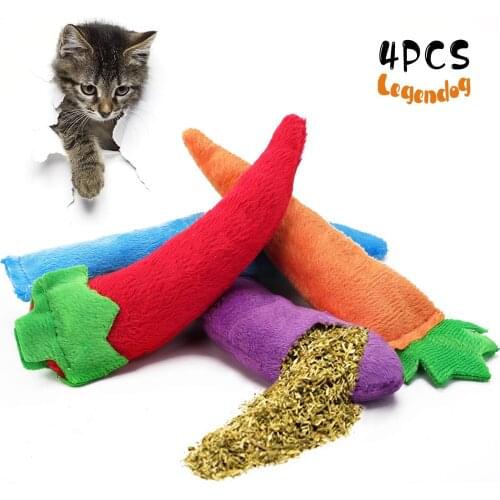 1PCS LEGENDOG Cat Toy Carrot Eggplant Pepper Fish Catnip Toy Cat Chewing Toy Pet Biting Toy Cat Funny Toy Pet Interactive Toys