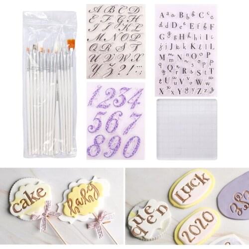 5pcs/set DIY Cake Tool Letter Alphabet Numeral Cookie Cutter Embosser Stamp Sticky Decorating Christmas Fondant Cutter Tools