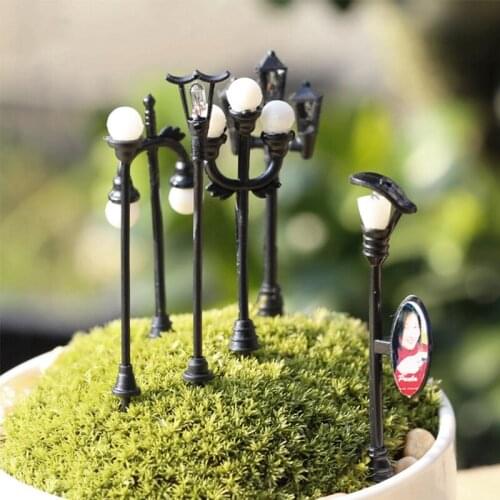 5pcs Mini Decor Street Lamp Craft Vintage DIY Miniature Lamp Creative Garden Home Decoration Mini Artificial Micro Landscaping