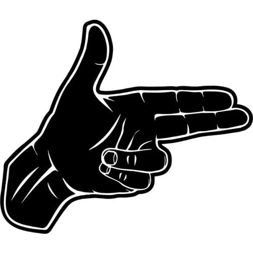 15*12.7cm Finger Gun Decal Window Sticker Car Decor Hand Fingers Handsome And Cool Stickers auto goods car sticker