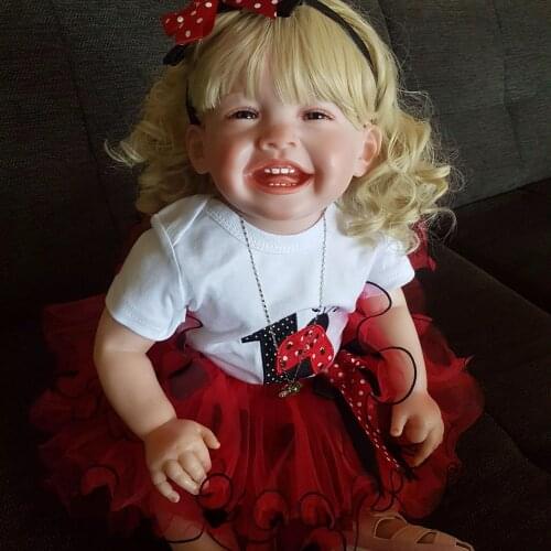 NPK 68CM Reborn Toddler Girl Big Baby Doll with red dress Handemade Popular Mila Our Happy Baby Doll