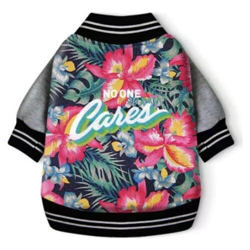 Autumn and winter new pet clothing, blue denim printing, baseball uniforms, pet jackets, hot sales