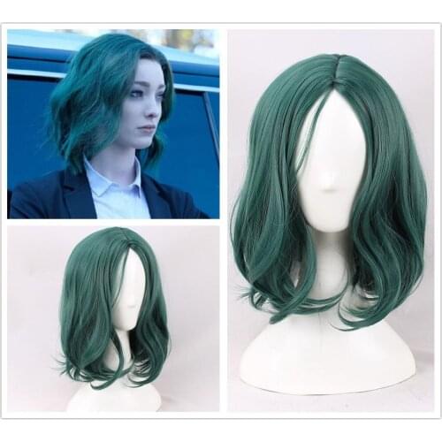 The Gifted Lorna Dane Polaris Cosplay Wig Short Green Curly Heat Resistant Synthetic Hair Wig + Wig Cap