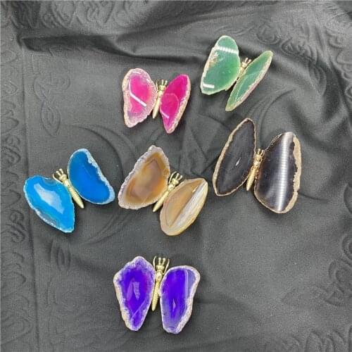 Polished Crystal Butterfly Stones Purple AGATE SLAB Geode Slice Mineral