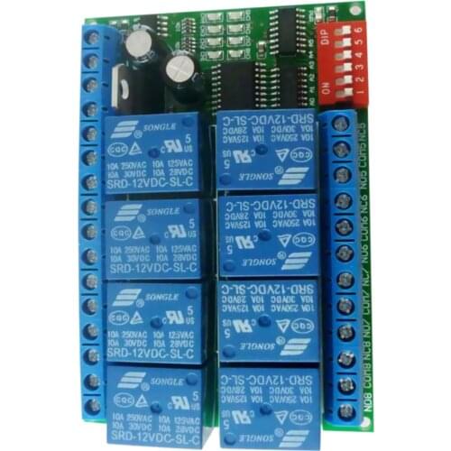 12V 8CH RS485 Relay Modbus RTU Protocol Serial Port Remote Control Switch for PLC Control Board