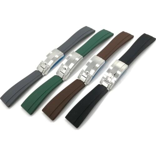 Watch Accessories Band for fit Rolex Daytona Black Water Ghost Submariner Series Mens 20mm Rubber Watch Band Bracelet Strap