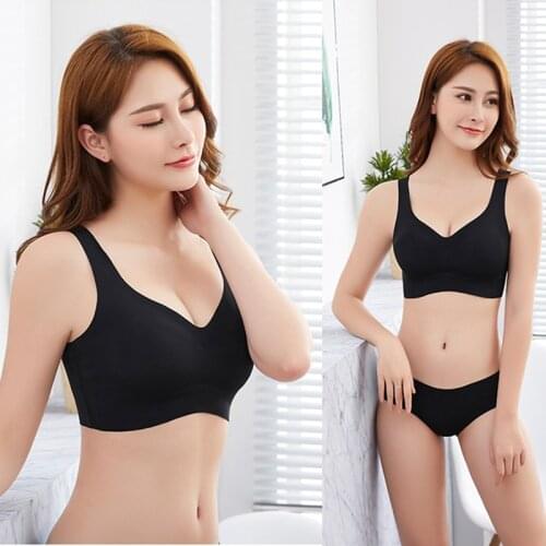 Sexy Ice Silk Bra Corset Seamless Vest Bras Women Thin Push Up Underwear Lingerie Sleep Top Chest Padded Bralette soutien gorge
