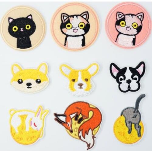 Cute Rabbit Dog Cat Pet Iron On Patches Sewing Embroidered Applique for Jacket Clothes Stickers Badge DIY Apparel Accessories