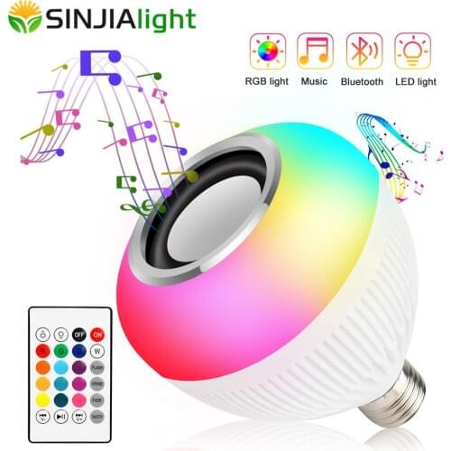 E27 Smart RGB LED Bulb Wireless Dimmable Bluetooth Speaker Music Playing Lamp Light Remote Control for Bar Party Lighting