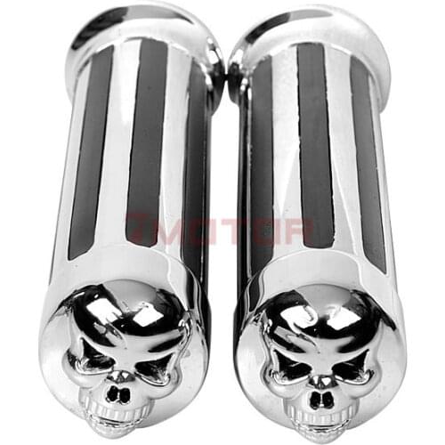 Pair Universal Motorcycle Handlebar Hand Grips Bar Skull Stripe for Yamaha