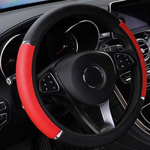 Universal Car Steering Wheel Cover 15 Inch Faux Leather Non-slip Elastic Breathable Handle Cover