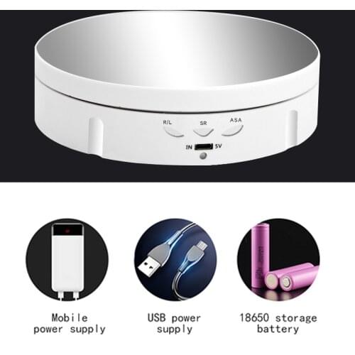 Turntable 3 Speeds Presentoir Electric Rotating Display Stand Mirror Jewelry Holder Battery Swivel Bracket Smart Platform Velvet