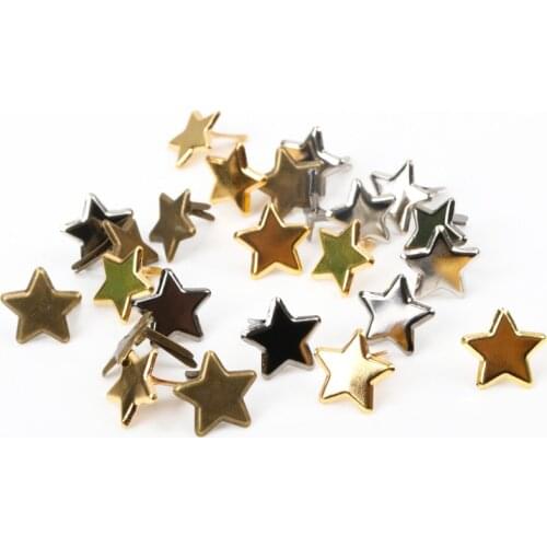 50pcs Mixed Metal Star Brad Studs Spikes Scrapbooking Embellishment Fastener Brads Crafts Pushpin Decoration Rivets 14mm