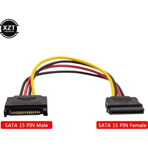 1PCS Male to Female 20cm 15pin SATA hard disk Power Extension Cable Sata M to Sata F cable for HDD for PC