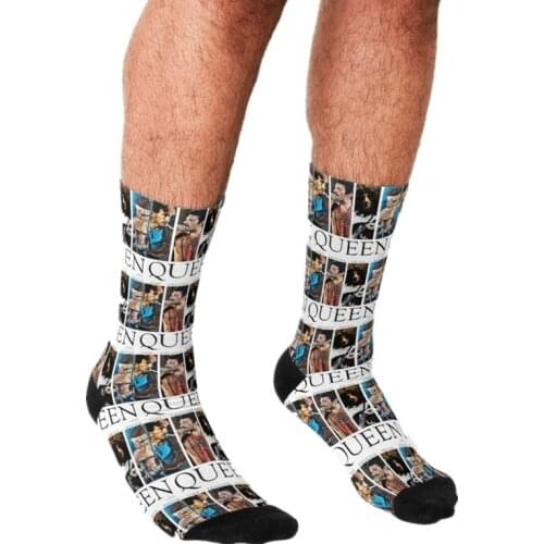 2021 Funny Freddie Mercury Mens socks Funny Printed rock hip hop Men Happy Socks boys street style Crazy Socks for men