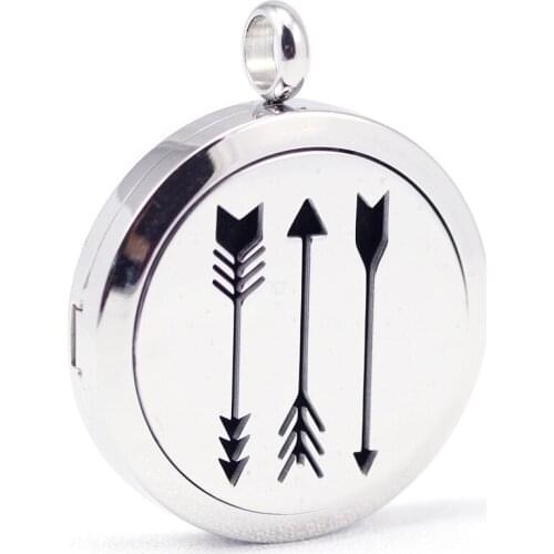 30mm 316L stainless steel arrow aroma aromatherapy essential oil diffuser necklace